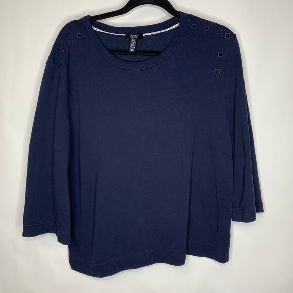 Jones New York Navy Blue Sweatshirt Grommets Sz XL - Picture 1 of 5